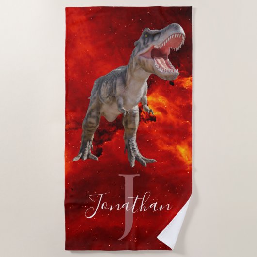 Dinosaurier T Rex Fire Jurassic World Strandtuch (Vorderseite)