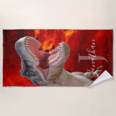 Dinosaurier T Rex Fire red Jurassic World Strandtuch (Vorderseite)