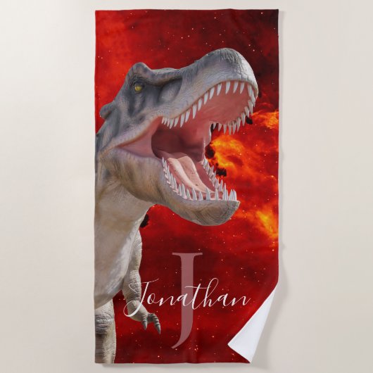 Dinosaurier T Rex Fire red Jurassic World Strandtuch (Vorderseite)