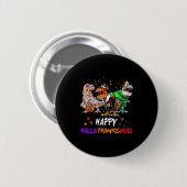 Dinosaurier T Rex Frohes Hallothanksmas Halloween Button (Vorne & Hinten)