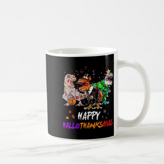 Dinosaurier T Rex Frohes Hallothanksmas Halloween Kaffeetasse (Rechts)
