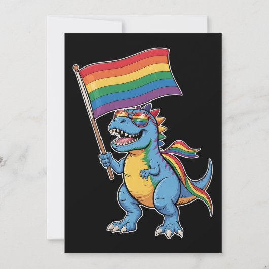 Dinosaurier T Rex Gay Pride LGBTQ Ally Rainbow Fla Einladung (Vorderseite)