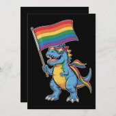 Dinosaurier T Rex Gay Pride LGBTQ Ally Rainbow Fla Einladung (Vorne/Hinten)