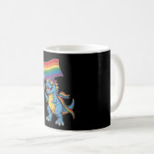 Dinosaurier T Rex Gay Pride LGBTQ Ally Rainbow Fla Kaffeetasse (VorderseiteRechts)
