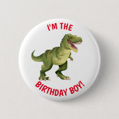 Dinosaurier T Rex GEBURTSTAGS Junge Button (Vorderseite)