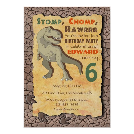 Dinosaurier T Rex Geburtstags Party Einladung Zazzle De