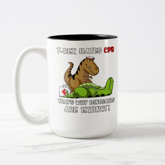 Dinosaurier T-Rex Hasse CPR deshalb sind Zweifarbige Tasse (Links)