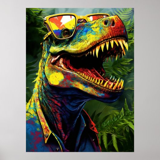 Dinosaurier T Rex Jungle Modern Kids Poster (Vorne)