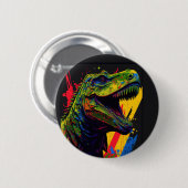 Dinosaurier T Rex Kids farbenfroh Button (Vorne & Hinten)