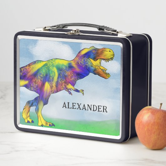 Dinosaurier T Rex Kinder Personalisiert Metall Brotdose (Beispiel)