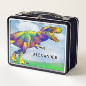 Dinosaurier T Rex Kinder Personalisiert Metall Brotdose (Vorderseite)