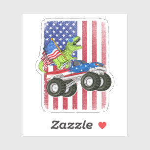 Dinosaurier T Rex Monster Truck American Flag Aufkleber
