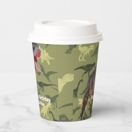 Dinosaurier T Rex Muster Jurassic World Pappbecher (Links)