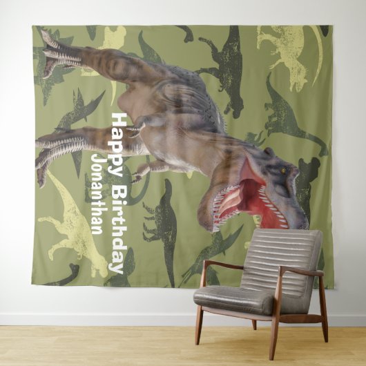 Dinosaurier T Rex Muster Jurassische Hintergrund Wandteppich (Beispiel (Horizontal))