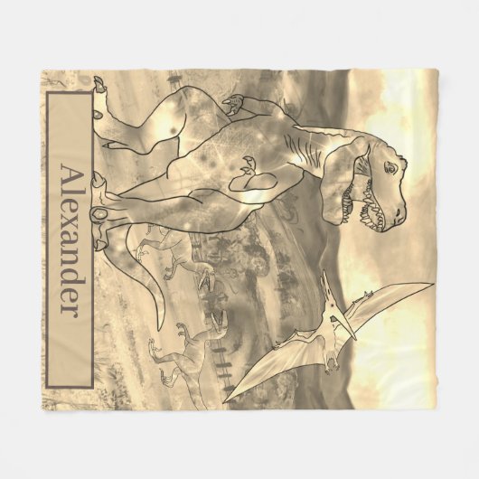 Dinosaurier T Rex Personalisierte Kinder  Fleecedecke (Vorderseite (Horizontal))