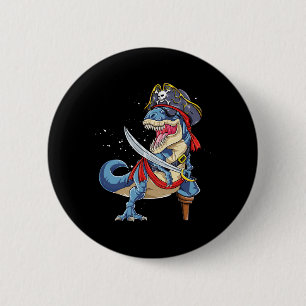 Dinosaurier T Rex Pirat Jolly Roger Halloween Lust Button