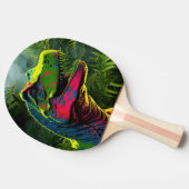 Dinosaurier T Rex Rosa und Dschungel Grüne Kinder Tischtennis Schläger (Seitenansicht)