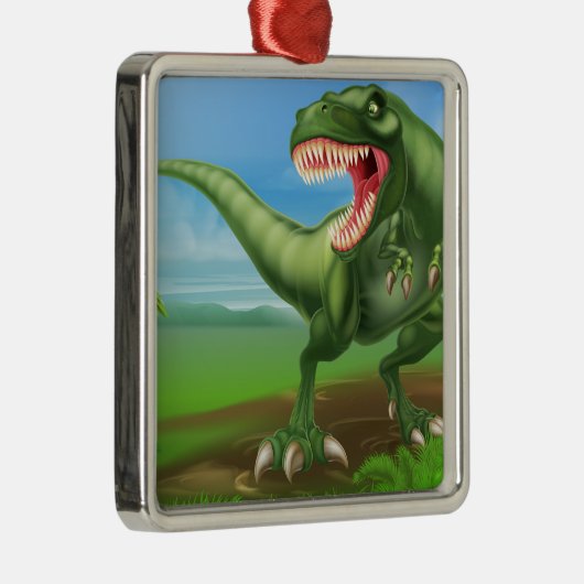 Dinosaurier T Rex Silbernes Ornament (Rechts)