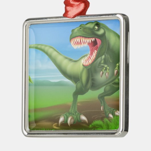 Dinosaurier T Rex Silbernes Ornament (Links)