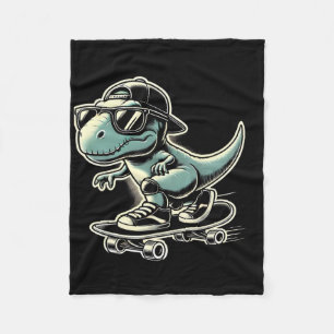 Dinosaurier T Rex Skateboard fahren Lustiges Retro Fleecedecke