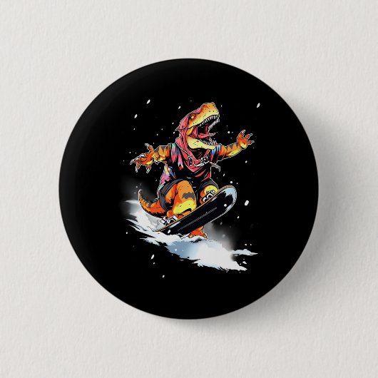Dinosaurier T-Rex Snowboard Snowboard Snowboarder  Button (Vorderseite)