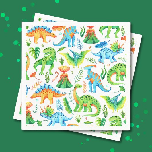 Dinosaurier T rex, Stegosaurus, Brontosaurus Boys Serviette