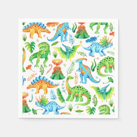 Dinosaurier T rex, Stegosaurus, Brontosaurus Boys Serviette (Vorderseite)