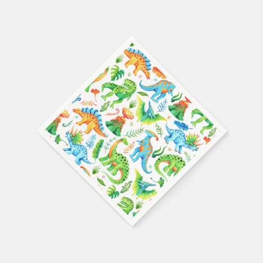 Dinosaurier T rex, Stegosaurus, Brontosaurus Boys Serviette (Ecke)