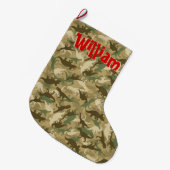 Dinosaurier-Tarnungs-WeihnachtsStrumpf Großer Weihnachtsstrumpf (Vorderansicht (hängend))