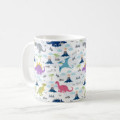 Dinosaurier-Tasse - Niedliche farbige Dinosaurier Kaffeetasse (Vorderseite Links)
