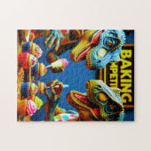 Dinosaurier Teaming up to Bake Cupcakes! Puzzle (Horizontal)