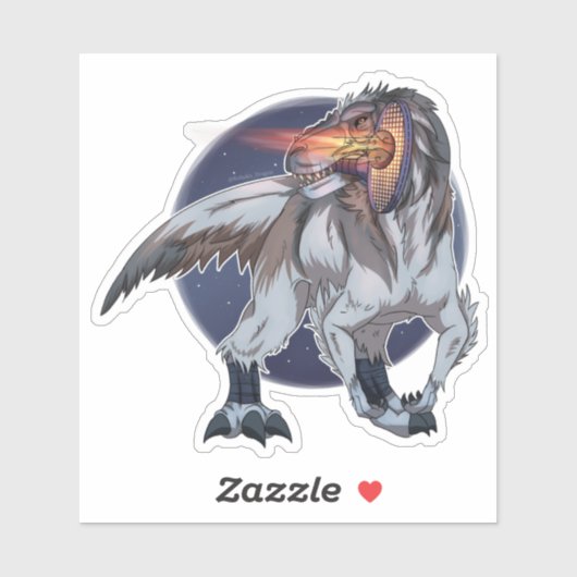 Dinosaurier Tennis spielen Aufkleber (Blatt)