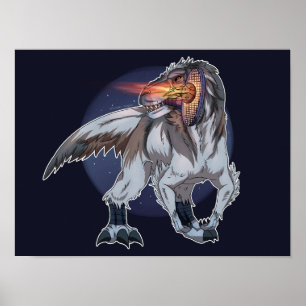 Dinosaurier Tennis spielen Poster