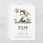 Dinosaurier Thema 2. Geburtstag Party Einladung (Vorderseite)