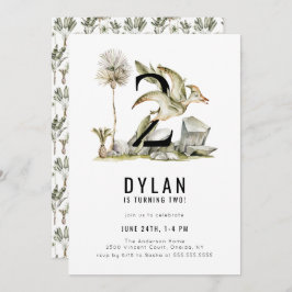 Dinosaurier Thema 2. Geburtstag Party Einladung