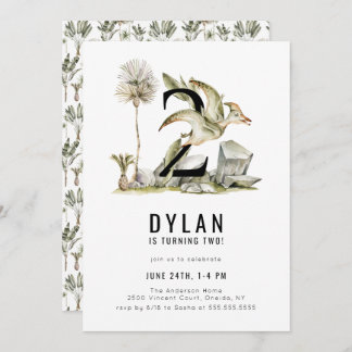 Dinosaurier Thema 2. Geburtstag Party Einladung