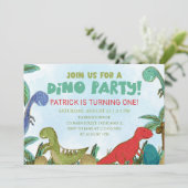 Dinosaurier Thema Dino Party Geburtstag Einladung (Stehend Vorderseite)