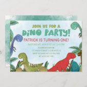 Dinosaurier Thema Dino Party Geburtstag Einladung (Vorne/Hinten)