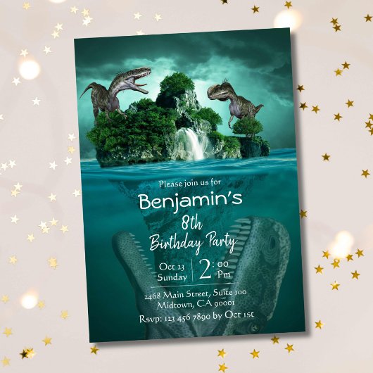 Dinosaurier Thema einfach modern 8. Geburtstag Einladung