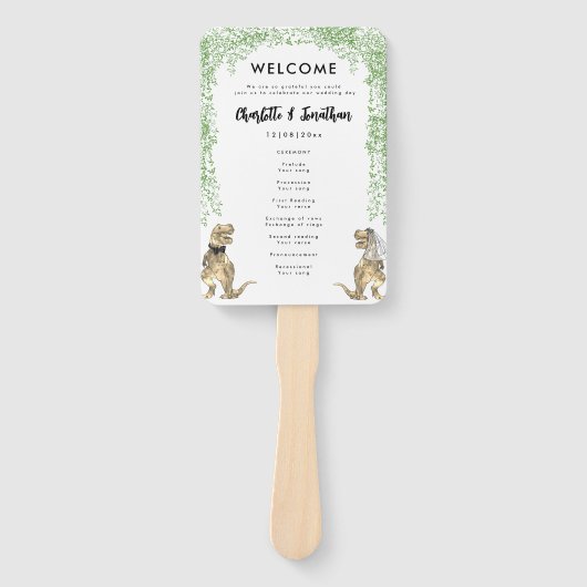 Dinosaurier Thema Hochzeitsprogramm Fächer (Vorderseite)