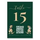 Dinosaurier Thema Hochzeitsstimmung Grüner QR-Code Tischnummer (Rückseite)