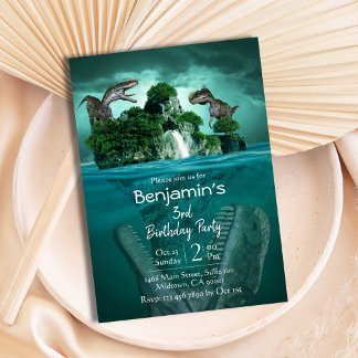 Dinosaurier Thema modern 3. Geburtstag Einladung