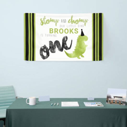 Dinosaurier Thema Unser kleines Dino Schwarz Grün  Banner (Messeveranstaltung)