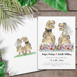 Dinosaurier Thema Wildblume Hochzeit Einladung