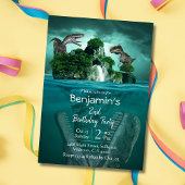 Dinosaurier thematisiert einfache moderne 2. Gebur Einladung