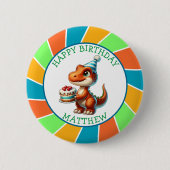 Dinosaurier thematisierte Kindergeburtsparty Perso Button (Vorderseite)