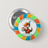 Dinosaurier thematisierte Kindergeburtsparty Perso Button (Vorne & Hinten)