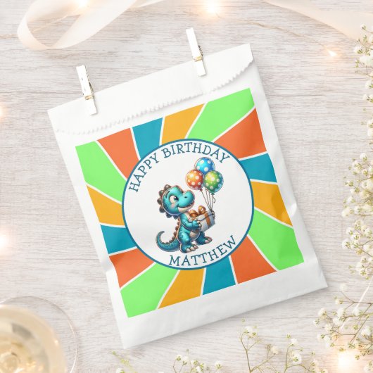 Dinosaurier thematisierte Kindergeburtsparty Perso Geschenktütchen (Ausgeschnitten)