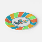 Dinosaurier thematisierte Kindergeburtsparty Perso Pappteller (Schrägansicht)