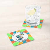 Dinosaurier thematisierte Kindergeburtsparty Perso Rechteckiger Pappuntersetzer (Vor Ort)